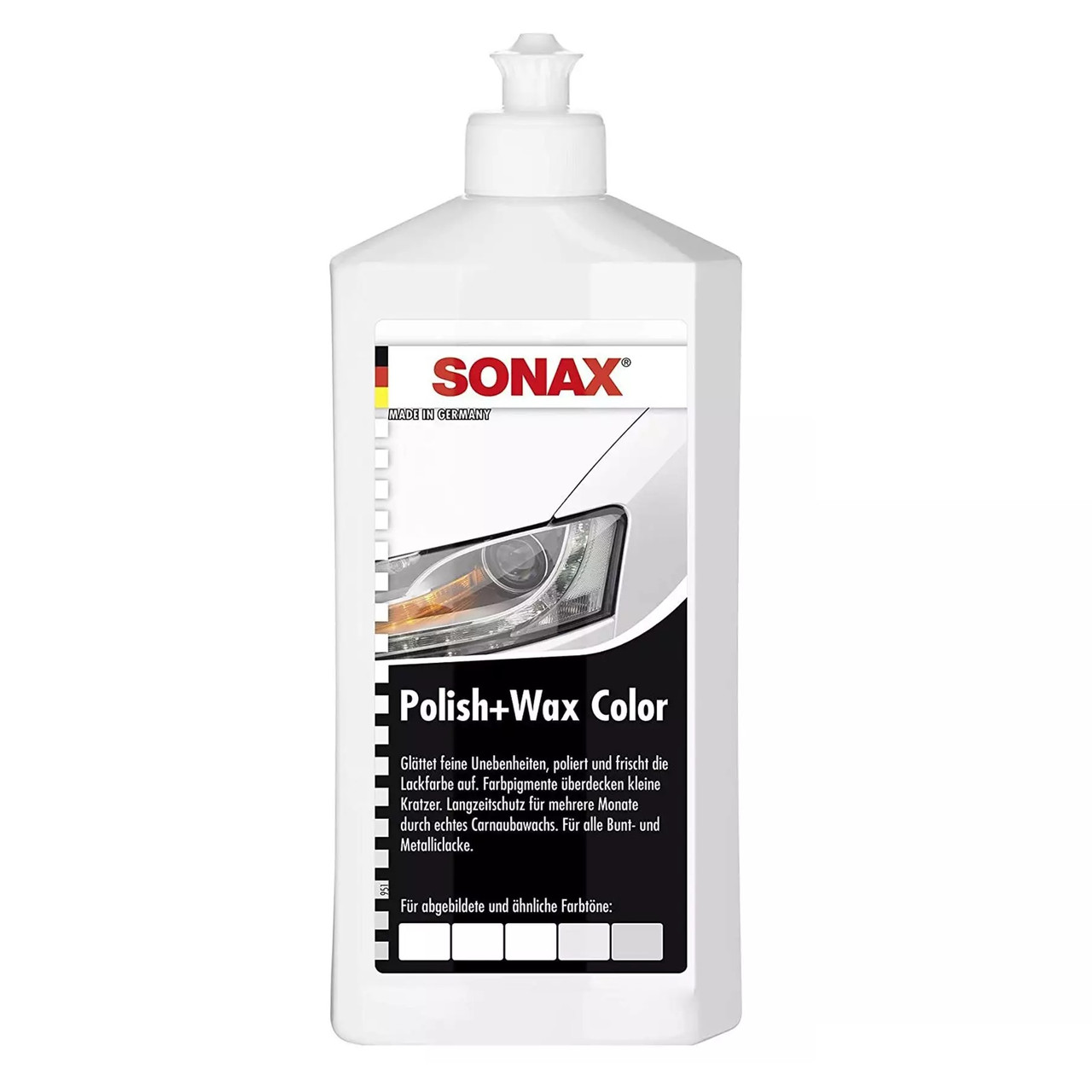 Кольорова поліроль з воском SONAX Polish & Wax Color NanoPro білий 500 мл (296000)