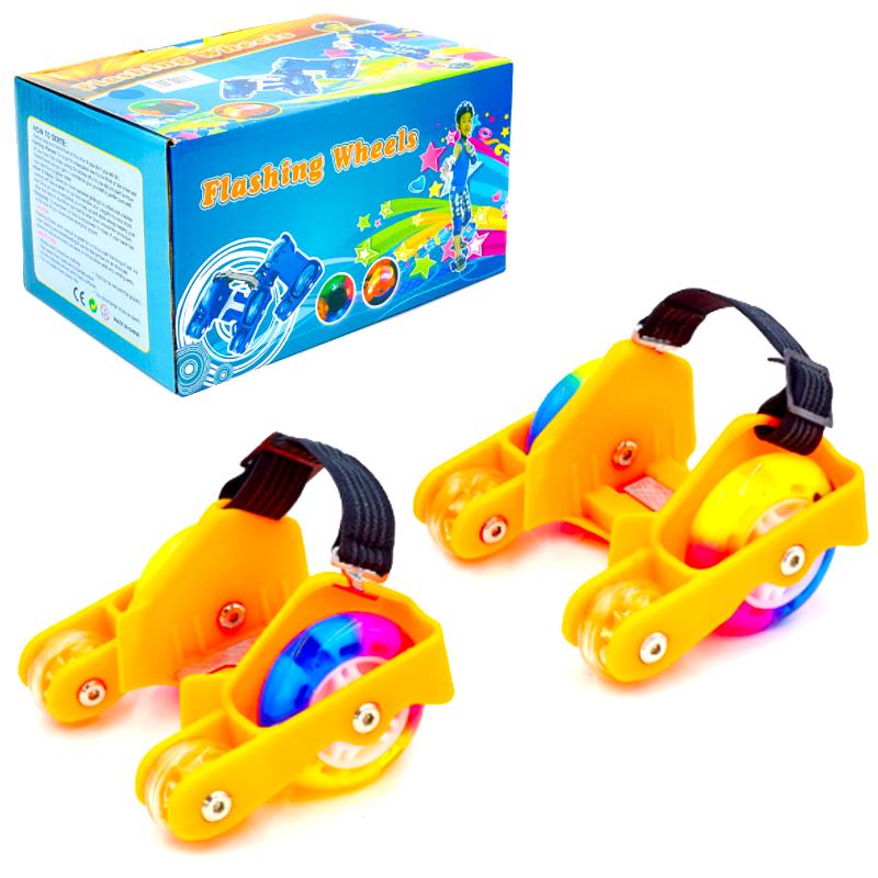 Ролики колеса на п'яту чотириколісні світяться Record Flashing Wheel з розсувною системою (жовті)