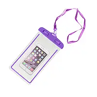 Водонепроницаемый чехол для телефона, фиолетовый с прозрачным