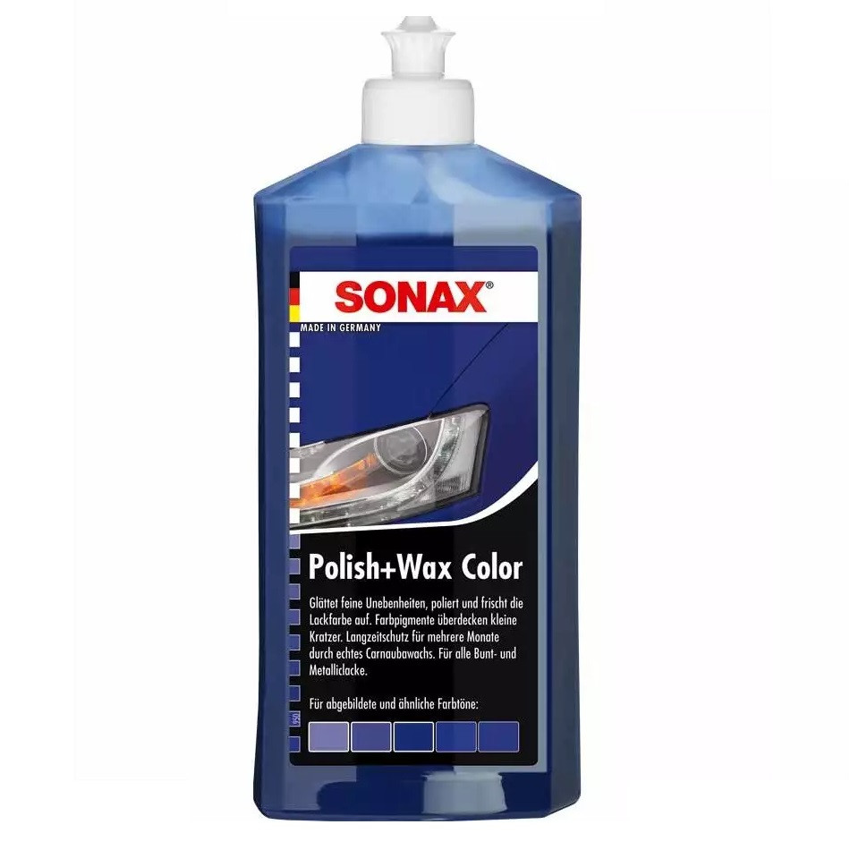 Кольоровий поліроль з воском SONAX Polish & Wax Color NanoPro синій 500 мл (296200)