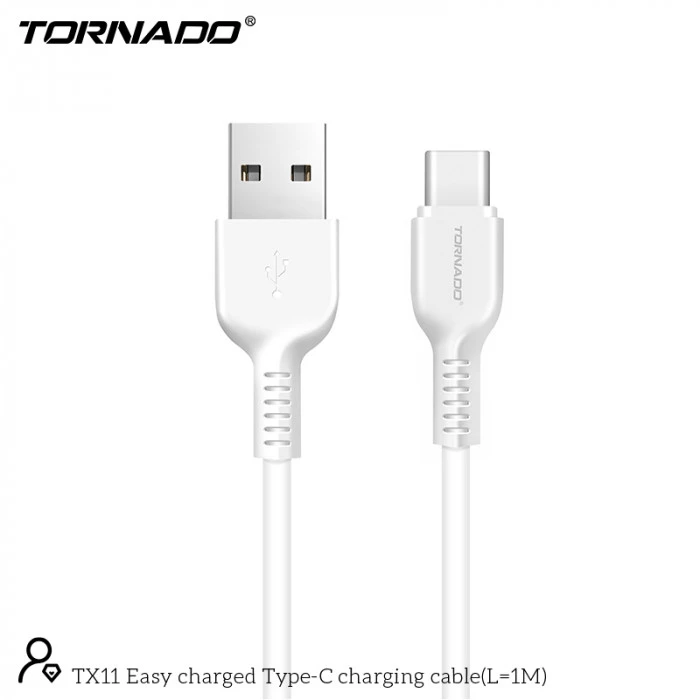 USB кабель Tornado TX11 Type-C (2,4A/1м)- білий, фото 2