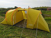 Палатка туристическая четырехместная двухкомнатная двухслойная с тамбуром Zano Gobi 4-х местная желтая