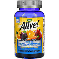 Витамины для мужчин от 50 лет Nature's Way, Alive! "Men's 50+ Premium Gummies" с фруктовым вкусом (75 конфет)