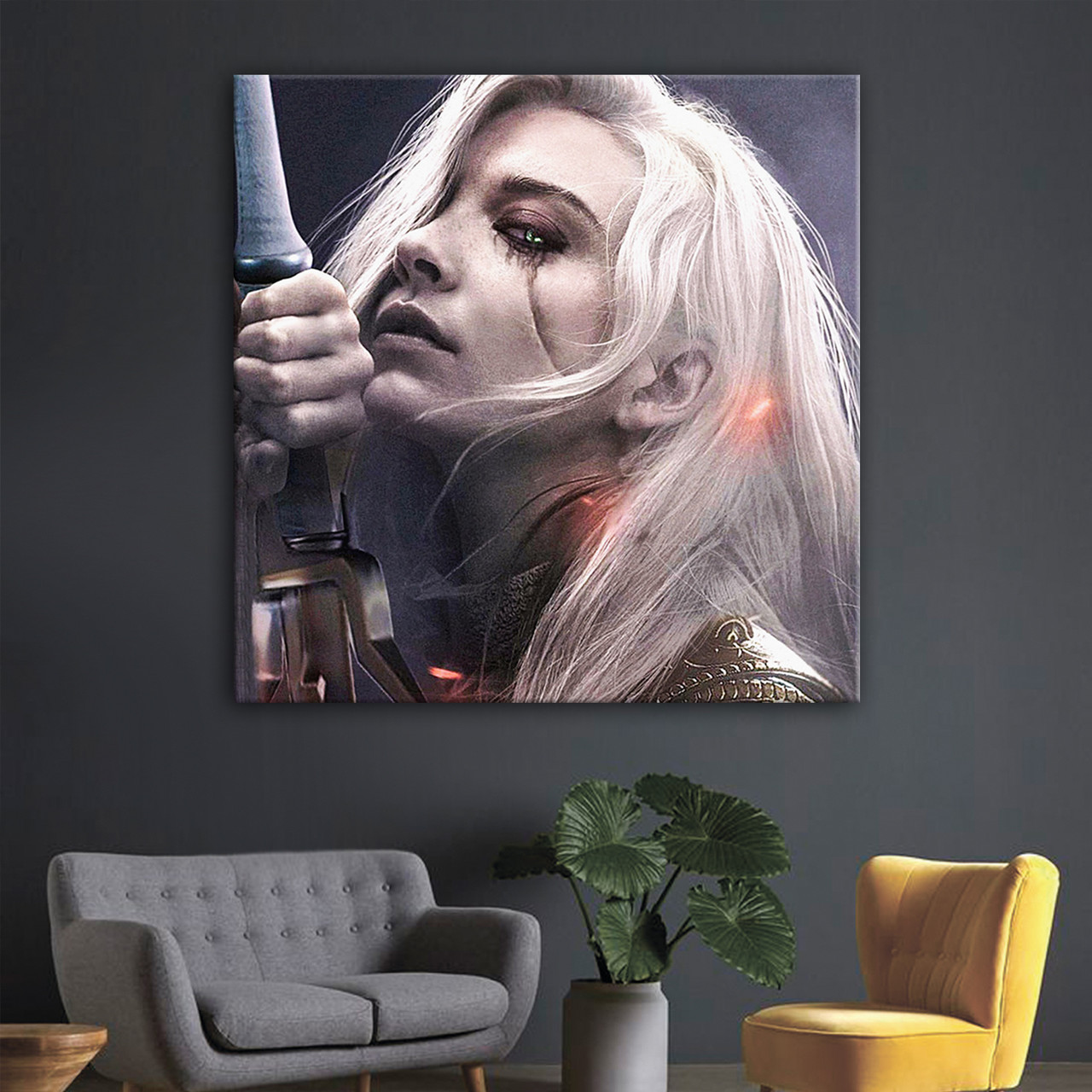 Картина інтер'єрна на полотні квадратна Відьмак 2, Цирі, фото 1