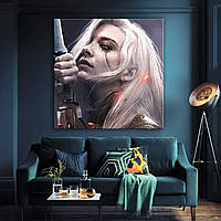 Картина інтер'єрна на полотні квадратна Відьмак 2, Цирі 80, 80