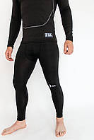 Мужские термоштаны черные спортивные компрессионные тайтсы леггинсы штаны для бега Зимнее термобелье мужское