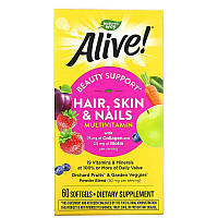 Витамины красоты Nature's Way "Alive! Hair, Skin & Nails Multi-Vitamin" со вкусом клубники (60 гелевых капсул)
