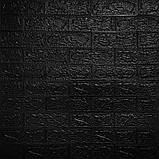 Декоративна 3D панель самоклейка під цеглу Чорний 700х770х3мм (019-3), фото 3