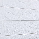 Декоративна самоклейна 3D панель під цеглу Білий 700х770х3мм (001-3), фото 2