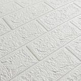 Декоративна самоклейна 3D панель під цеглу Білий 700х770х3мм (001-3), фото 5