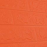 Декоративна 3D панель самоклейка під цеглу Помаранчевий 700х770х5мм (007-5), фото 2