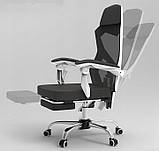 Компютерне крісло K&M БІЛО_ЧОРНЕ Кресло сетчатое компьютерное Кресло тканевое мягкое Крісло з тканини офісне, фото 9