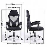 Компютерне крісло K&M БІЛО_ЧОРНЕ Кресло сетчатое компьютерное Кресло тканевое мягкое Крісло з тканини офісне, фото 10