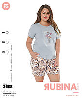 Пижама женская Rubina Secret 3XL (52-54). Комплект для дома и сна батального размера. Футболка и шорты