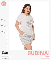 Пижама женская Rubina Secret 3XL (52-54). Комплект для дома и сна батального размера. Футболка и шорты