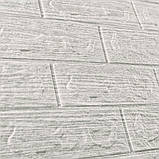 Самоклейна декоративна 3D панель під цеглу сіра смужка 700x770x5мм (183), фото 2