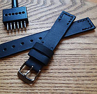 Шкіряний Чорний Ремінець для Годинника 16,18,20,22,24мм (K003) Інь-Янь Ручна Робота