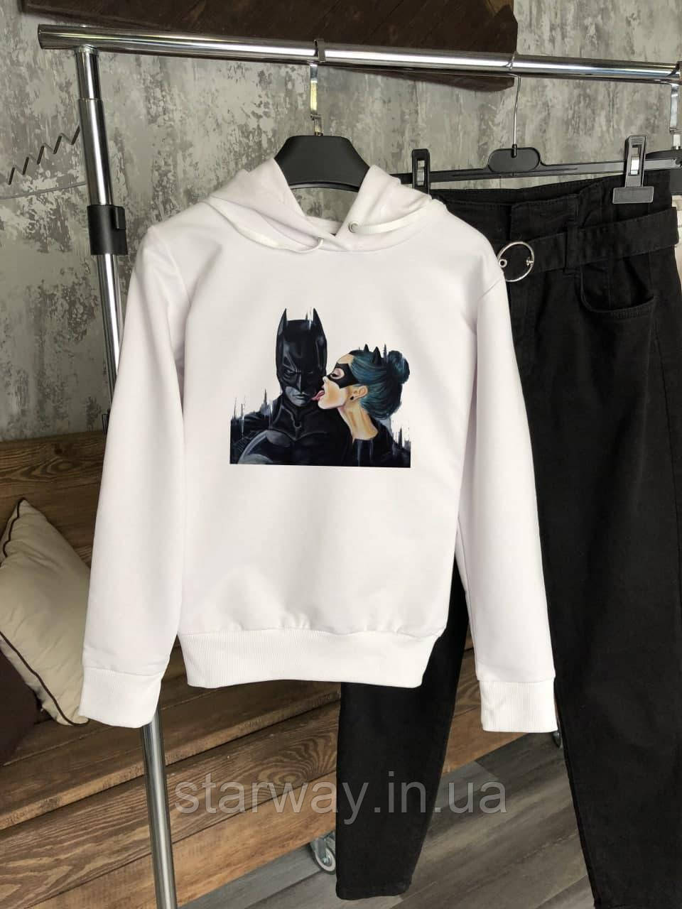 Худі batman catwoman | бiла толстовка бетмен
