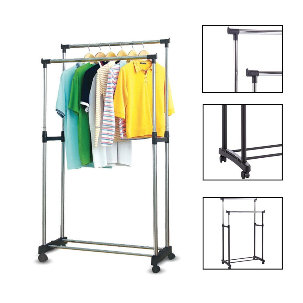Телескопічна стійка, вішалка для одягу і взуття Double Pole Clothes Horse