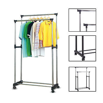 Телескопічна стійка, вішалка для одягу і взуття Double Pole Clothes Horse