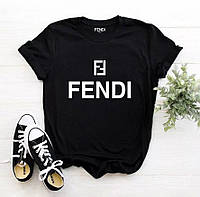 Женская футболка Fendi чёрная Фенди