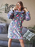 Жіноча домашня м'яка туніка-плаття з капюшоном і кишенями, фото 6