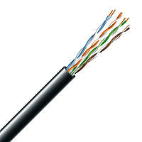 Кабель кручена пара ЗЗЦМ UTP PE 4х2х0.5 24 AWG cat.5e (UTP мідь зовнішній) бухта 305 м чорний