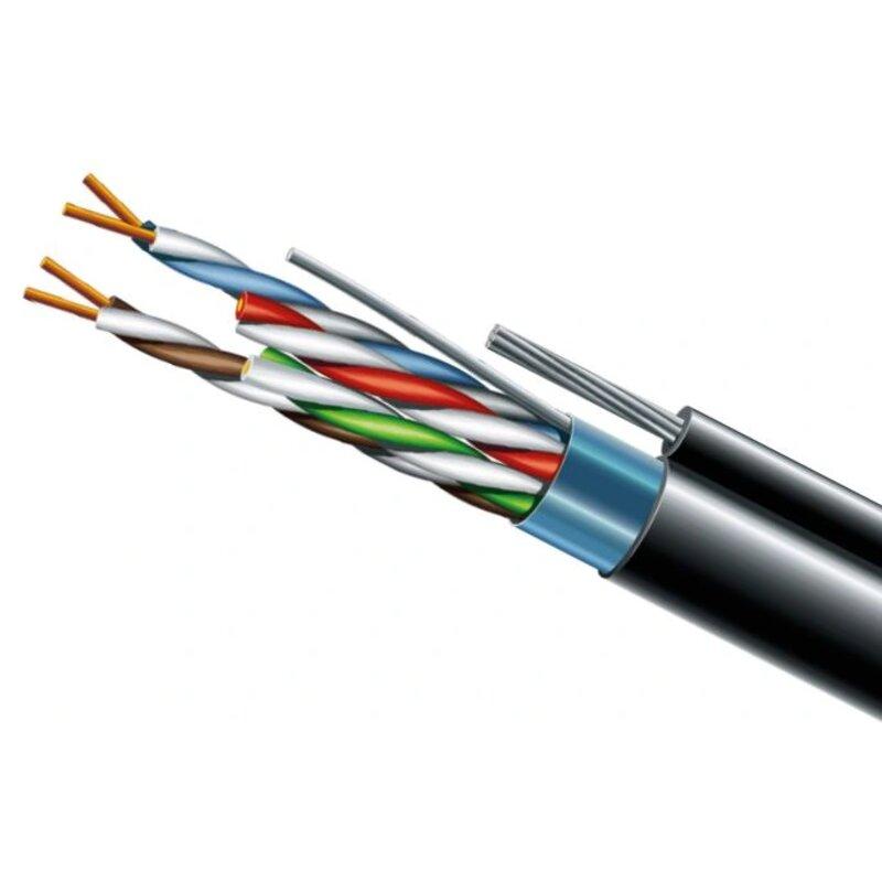 Кабель кручена пара ЗЗЦМ FTP PE 4х2х0.5 24 AWG + S.M. cat.5e (FTP мідь зовнішній з тросом, що несе) бухта 500м чорний