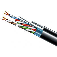 Кабель кручена пара ЗЗЦМ FTP PE 4х2х0.5 24 AWG + S.M. cat.5e (FTP мідь зовнішній з тросом, що несе) бухта 500м чорний