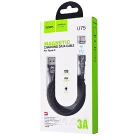 Кабель USB/TYPE-C "HOCO U75 Blaze magnetic" 1,2 м (3,0 А) Led Індикатор Black Магнітний
