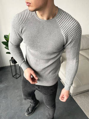 Стильна кофта чоловіча сіра демісезонна приталений светр Туреччина люкс якості