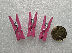 Прищіпка декоративна міні, довжина 2.5 см, рожевий колір.