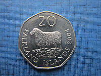 Монета 20 пенсов Фолклендские острова Фолкленды Британские 2004 фауна овца баран состояние