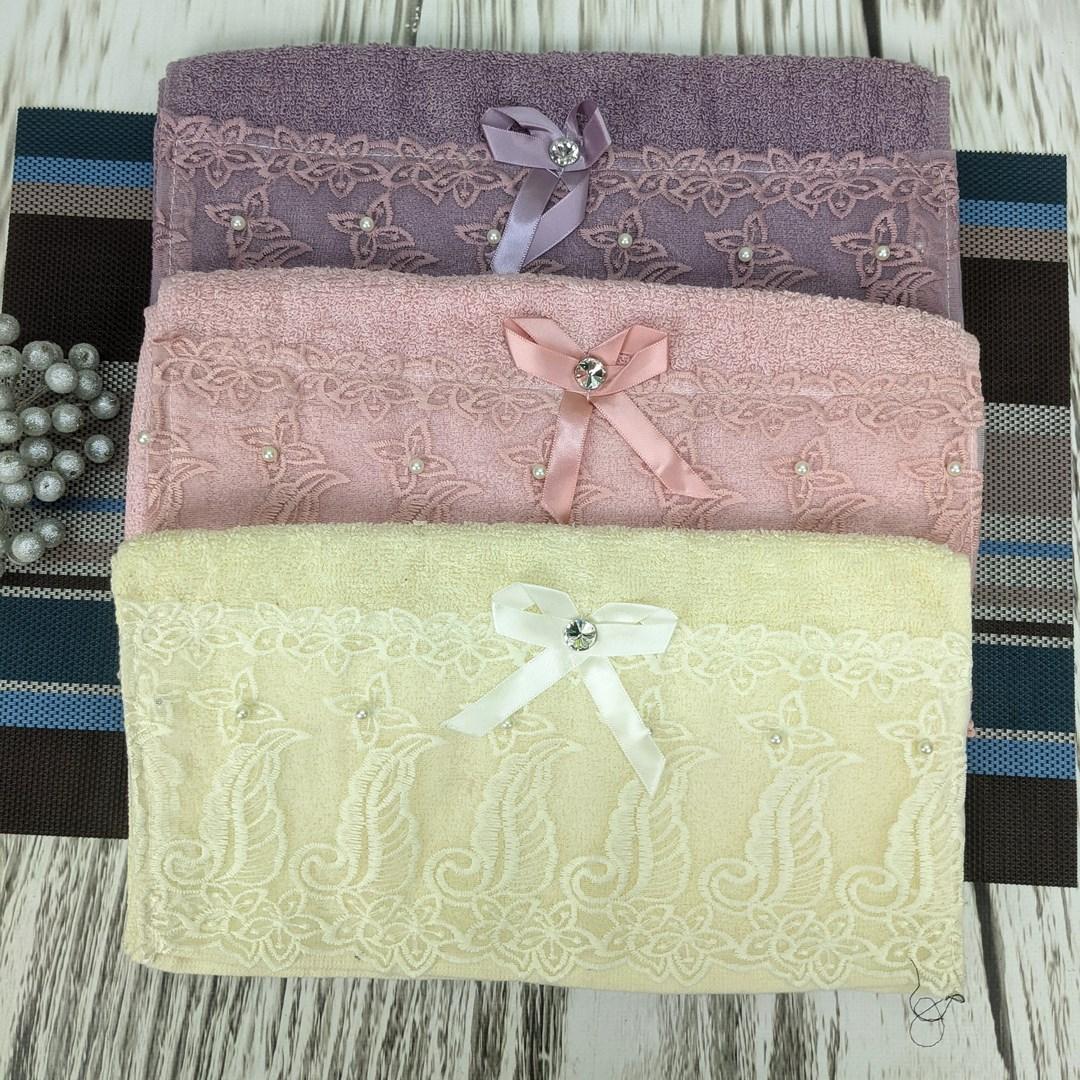 Рушники кухонні махрові 0,35*0,75 см з мереживом, фото 1