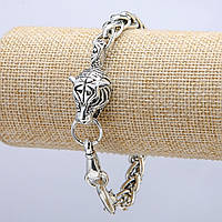 Браслет-ланцюг "Тигр" сріблястий метал 15х34мм s-8мм L-20см + - купити біжутерію дешево оптом в інтернеті