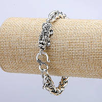 Браслет-ланцюг "Дракон" сріблястий метал 11х35мм s-8мм L-20см + - купити біжутерію дешево оптом в інтернеті