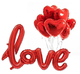 Набір куль з написом LOVE | Червоне серце