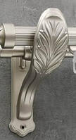 Кронштейн настенный двойной для кованого карниза 25/19мм декоративный, ретро матовое серебро (сатин)