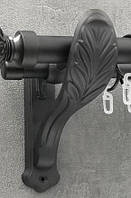 Кронштейн настенный двойной для кованого карниза 25/19мм декоративный, ретро черный матовый