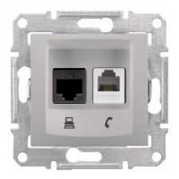 Розетка Schneider-Electric Sedna Телефонна+комп. UTP кат. 5е алюміній ( SDN5100160 )