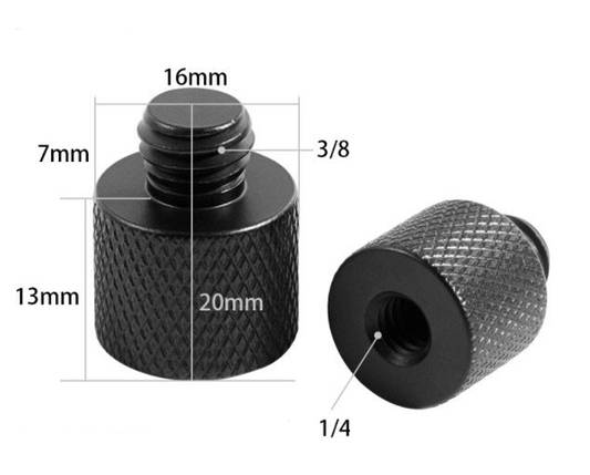 Адаптер перехідник з різі 3/8" Male (тато) на 1/4" Female (мама) (Puluz LS103), фото 3