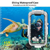 Водонепроникний чохол для iPhone 13 / 13 Pro / 12 / 12 Pro для дайвінгу (PU9113) з червоним фільтром для моря, фото 4