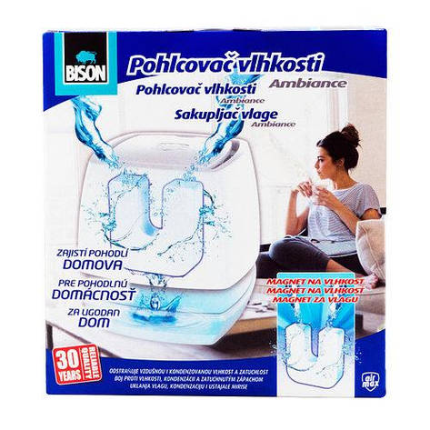 Вологопоглинач поглинач вологи 2в1 AMBIANCE контейнер +наповнювач 450гр Bison, фото 1