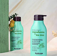 Шампунь+кондиционер лечебный для волос набор luxliss macadamia&tea tree thickening scalp&hair 500 ml