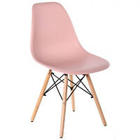 Дизайнерський стілець пластиковий зі спинкою на дерев'яних ніжках Aster RL Wood Пластик КарамельTM AMF