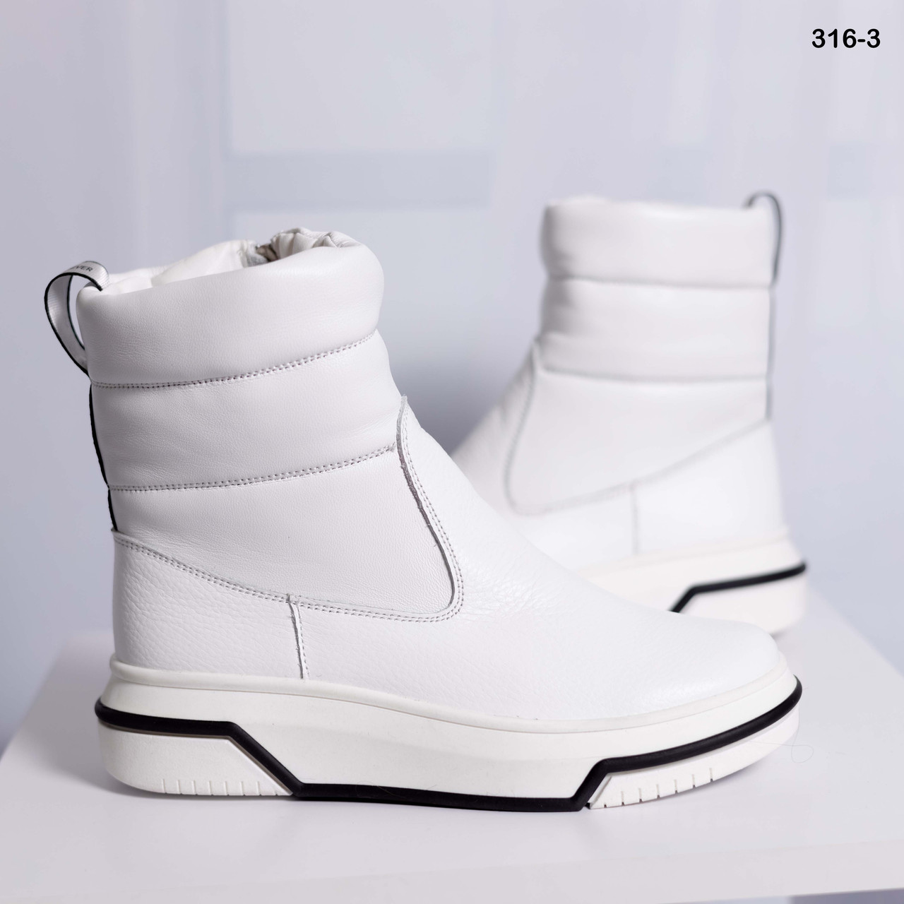 Білі зимові напівчобітки натуральна шкіра 36-40, фото 1