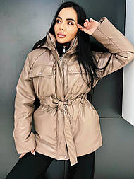 Женская куртка из эко-кожи зимняя