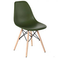 Пластиковий стілець із дерев'яними ніжками для кухні Aster RL Wood Пластик Хакі Eames TM AMF