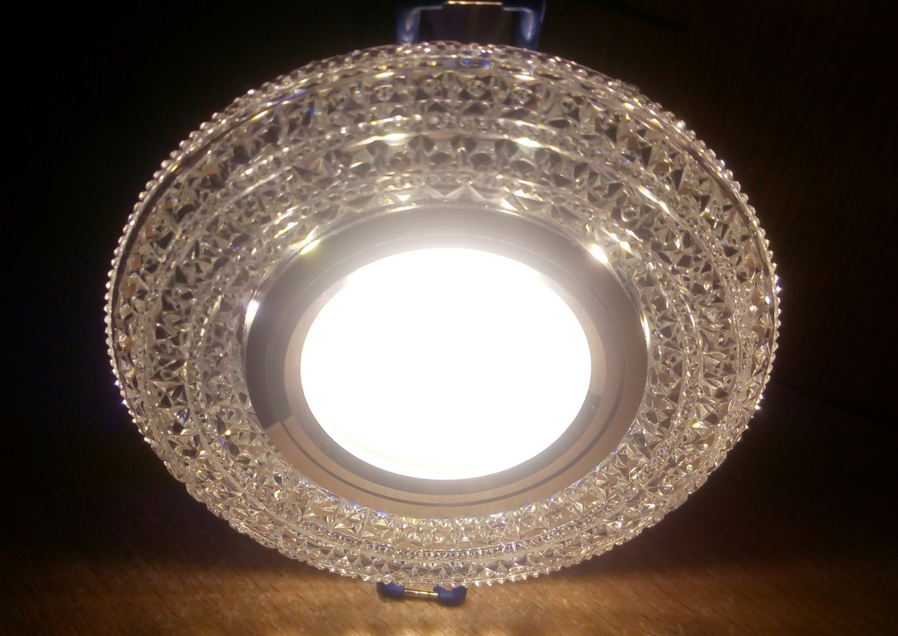 Декоративний вбудований світильник з LED-підсвіткою Feron CD877 MR-16 (4000K) хромо-прозорий