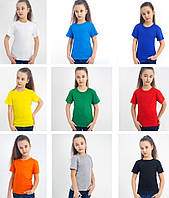 Дитяча футболка однотонна дівчинці та хлопчику унісекс, для фізкультури в садок і школу бавовна 100%